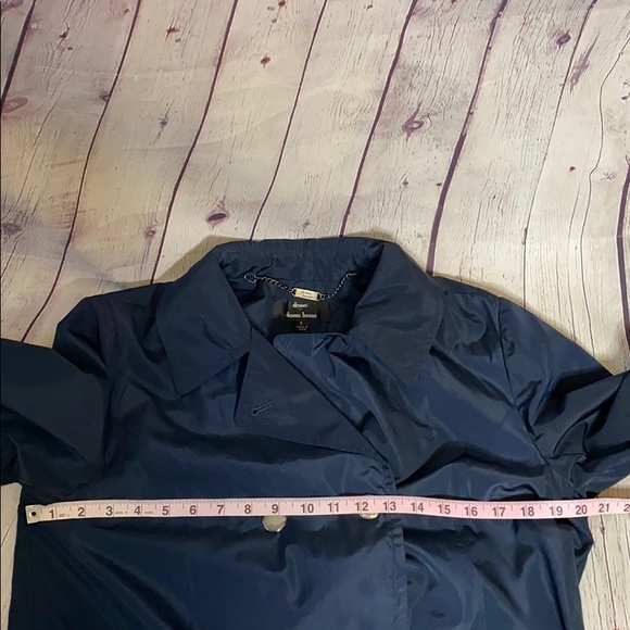 Dennis Basso trench raincoat peacoat navy jacket S - Picture 10 of 11